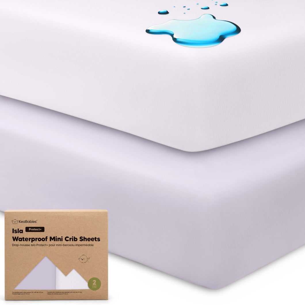 2-Pack Isla [Protect+] Waterproof Mini Crib Sheets (Lilac)
