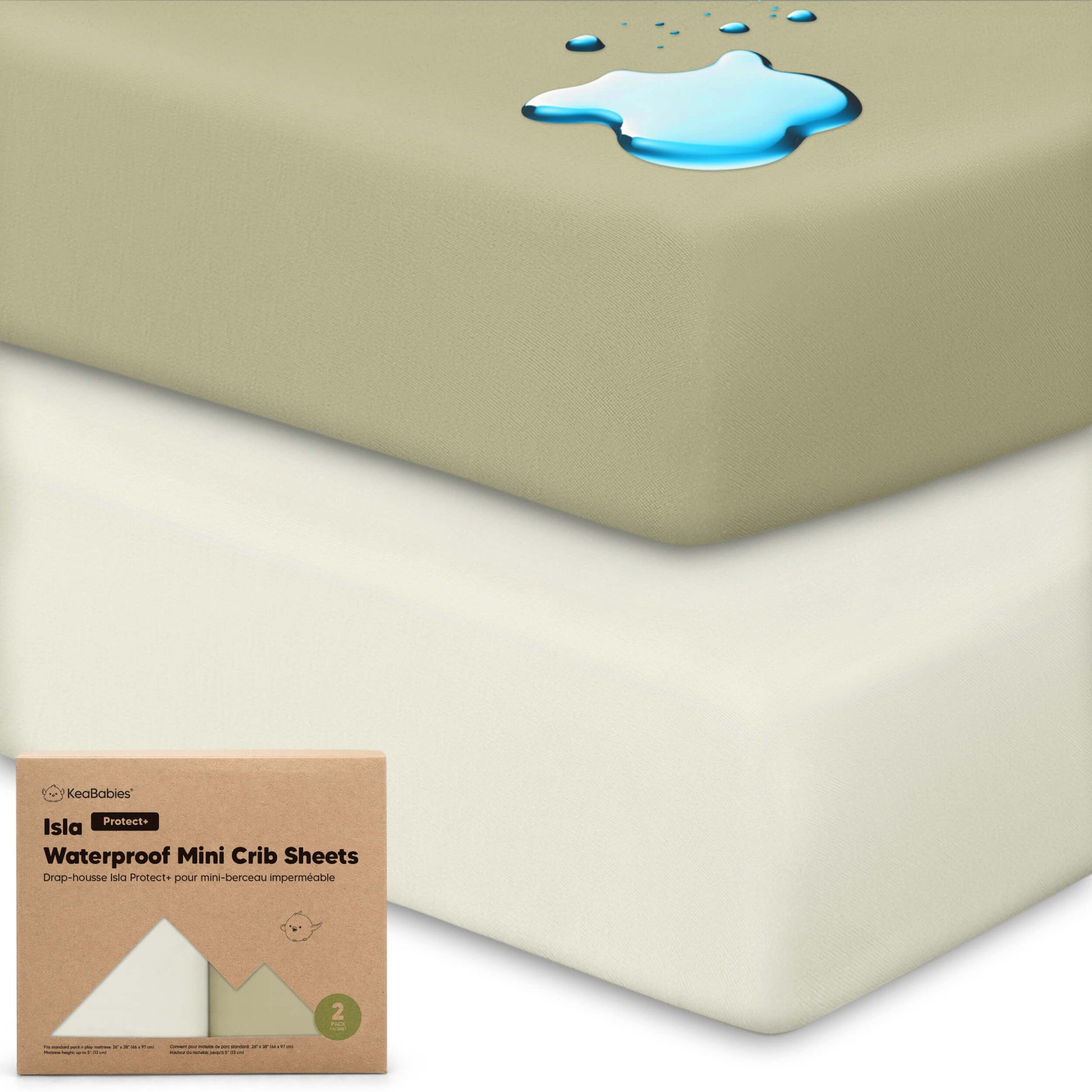 2-Pack Isla [Protect+] Waterproof Mini Crib Sheets 30277868814522
