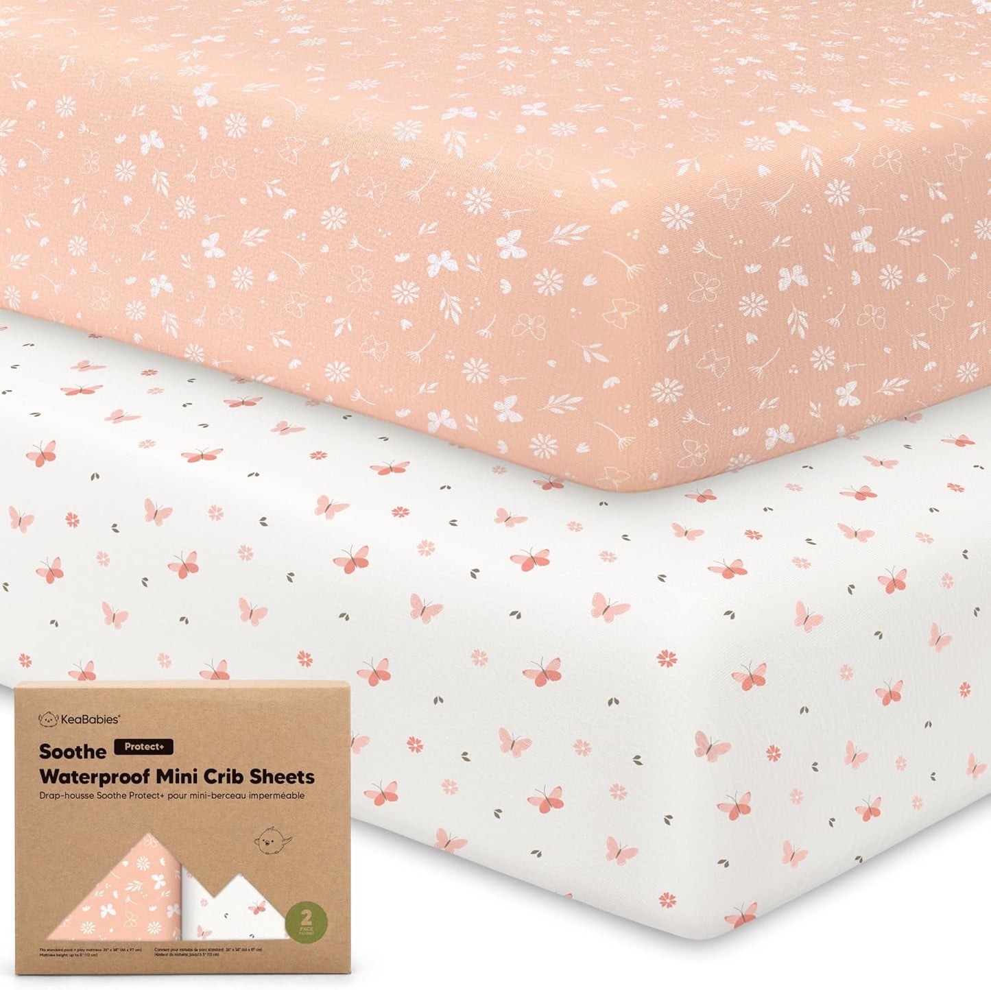 2-Pack Soothe [Protect+] Waterproof Mini Crib Sheets 30625493450938