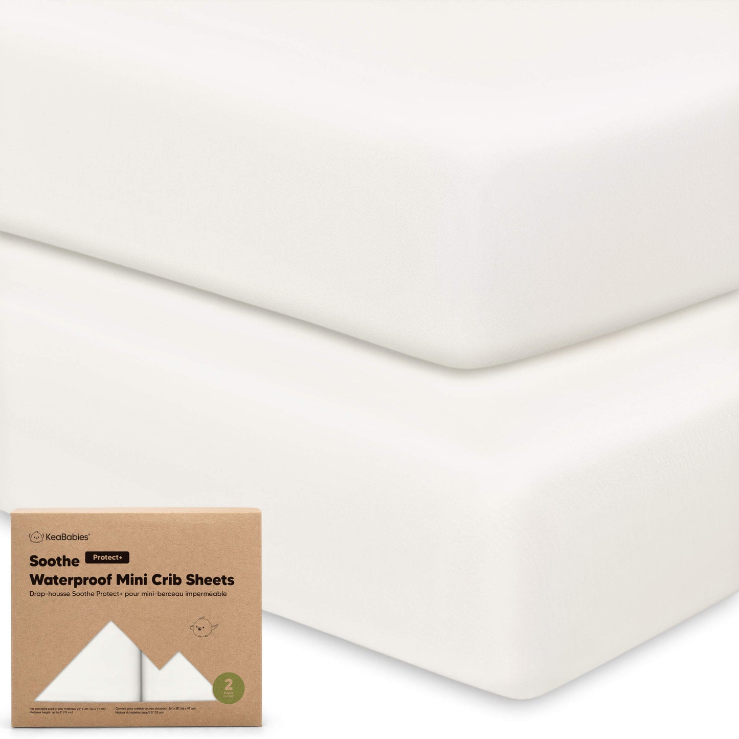 2-Pack Soothe [Protect+] Waterproof Mini Crib Sheets 30625521074362
