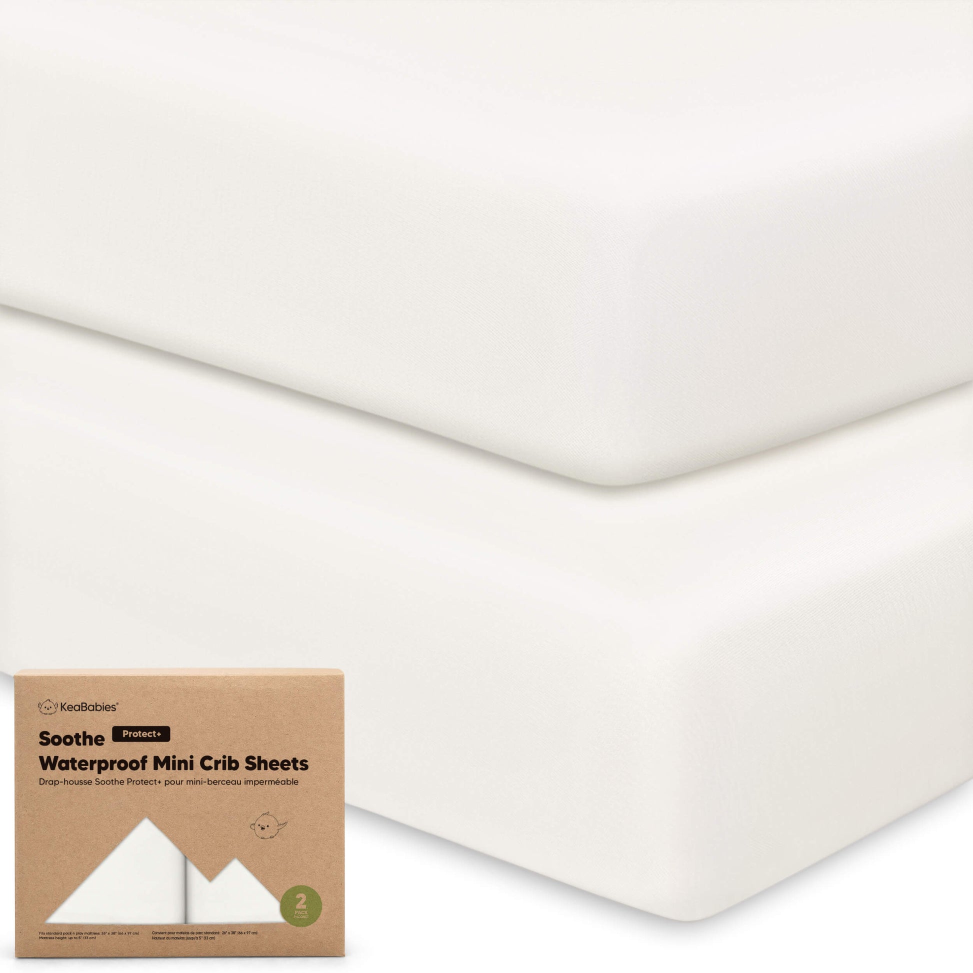 2-Pack Soothe [Protect+] Waterproof Mini Crib Sheets 30625521074362