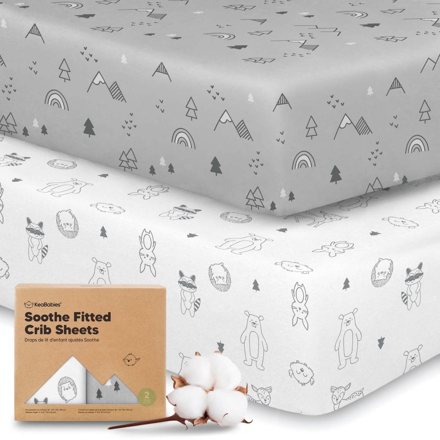 Soothe Fitted Crib Sheets - Printed, Material: Cotton 31353947455674