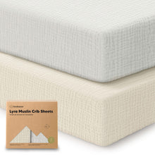 Load image into Gallery viewer, 2-Pack Lyra Muslin Crib Sheets (Greige)
