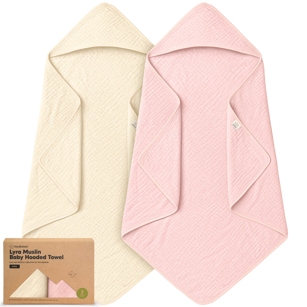 2-Pack Lyra Muslin Hooded Towels (Rose Ivory)