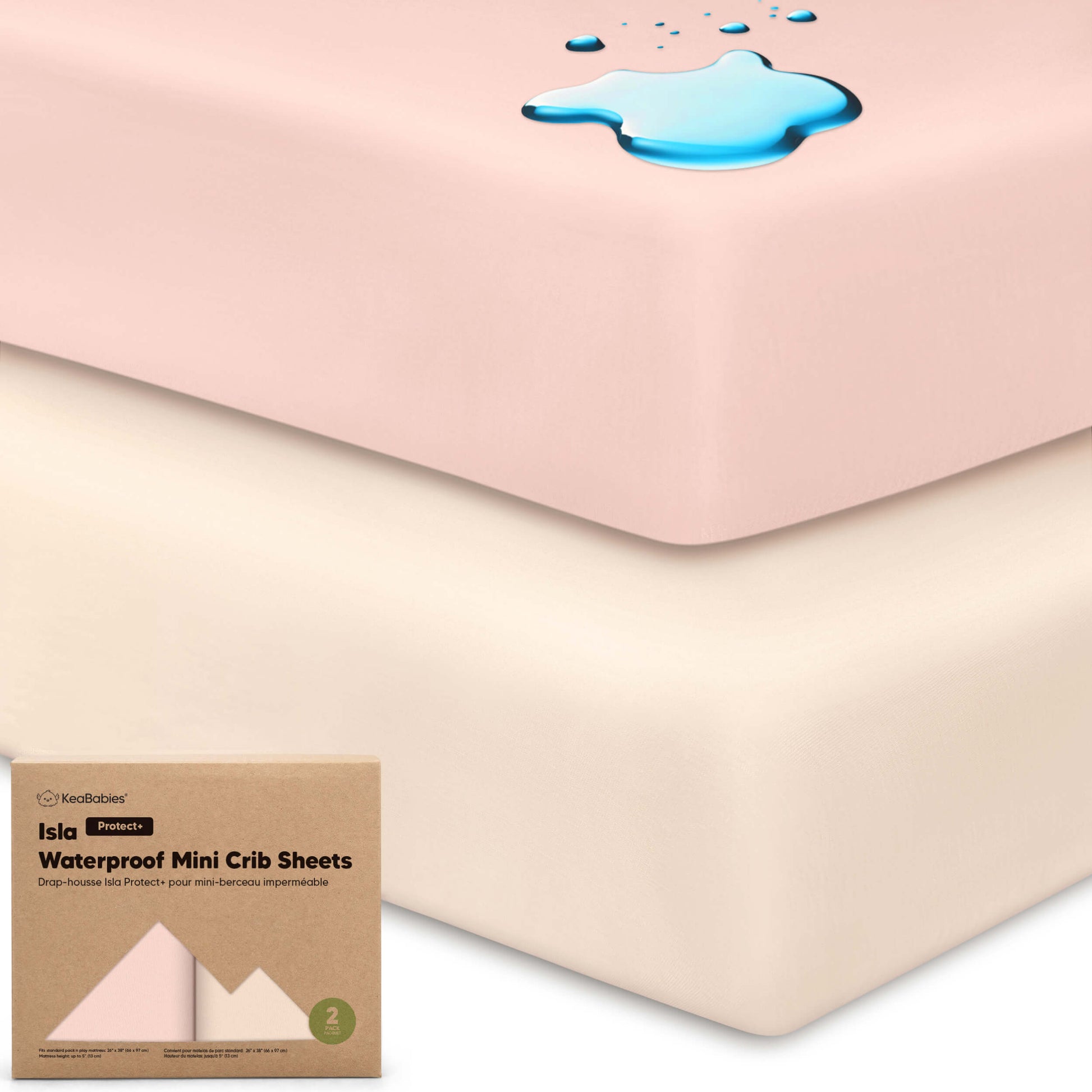 2-Pack Isla [Protect+] Waterproof Mini Crib Sheets 31075884990650