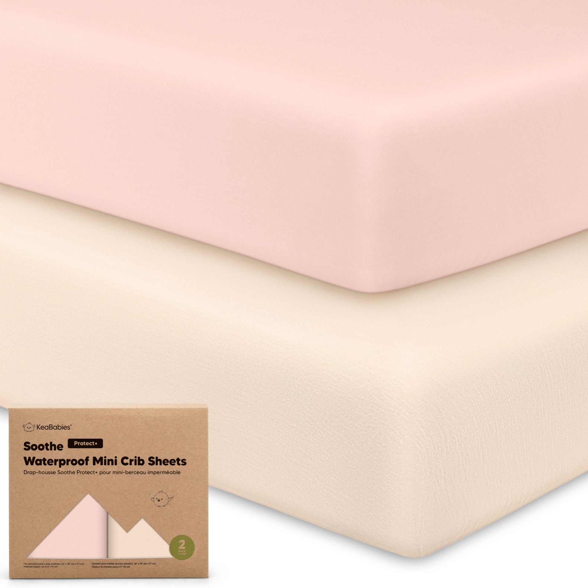 2-Pack Soothe [Protect+] Waterproof Mini Crib Sheets 30999501209786