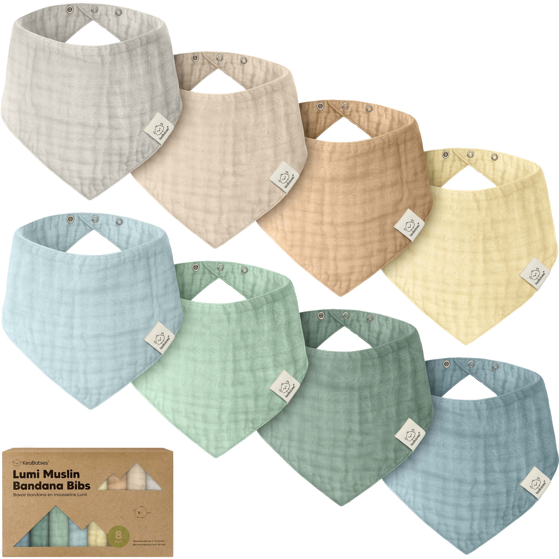 8-Pack Lumi Muslin Bandana Bibs 32595001770170