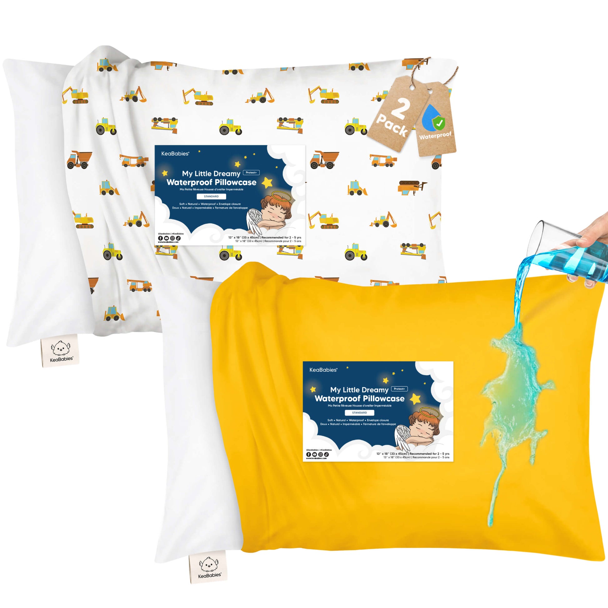 Protect+ waterproof pillowcases, 2-pack, featuring a soft cotton surface with reliable spill-proof protection.
 30765626753210