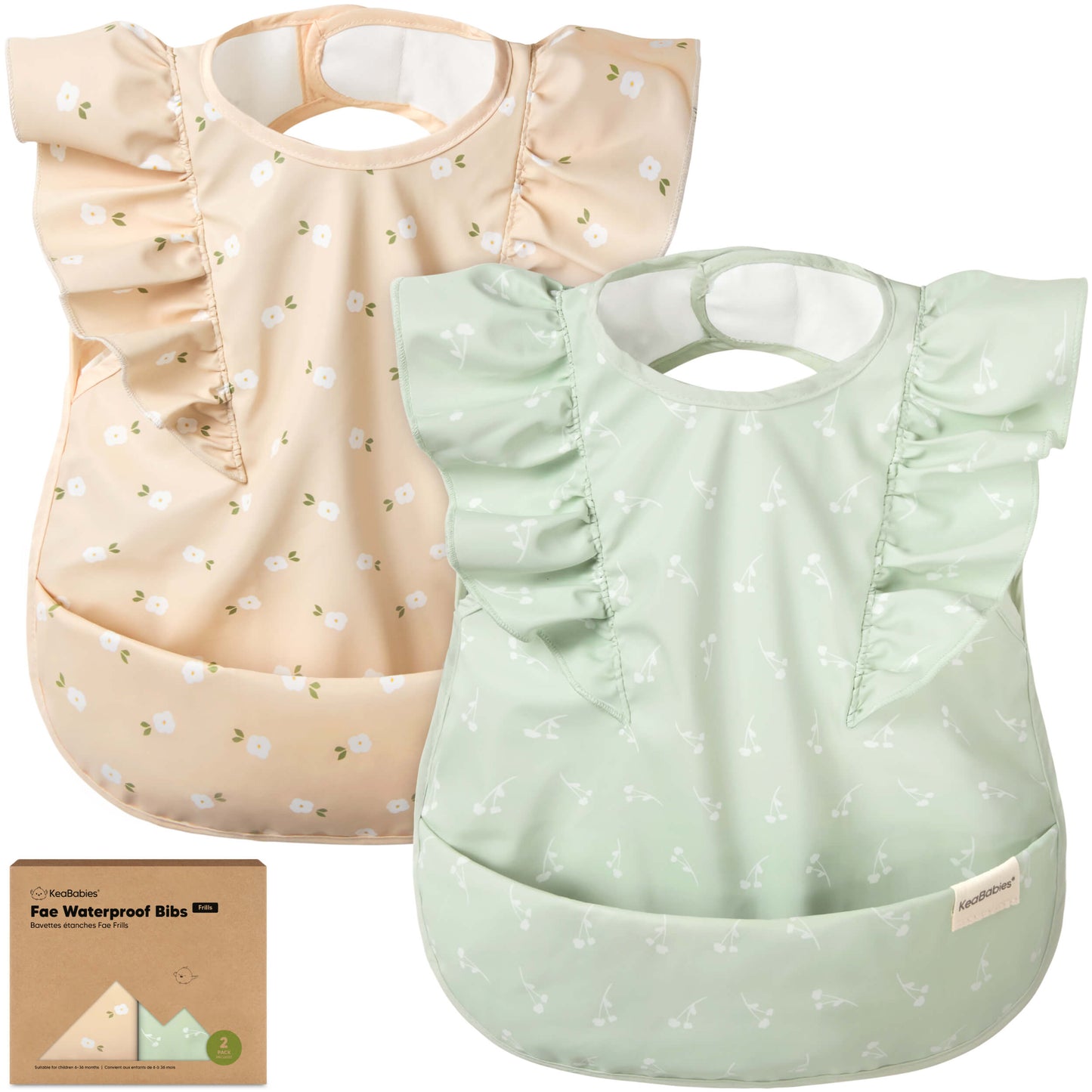 Fae waterproof bibs available in a 2-pack.
 31118565638330