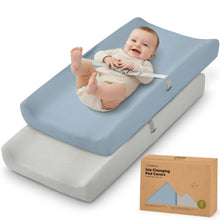Load image into Gallery viewer, Isla changing pad covers, 2-pack, shown with a baby lying on top of the padded changing mat.
