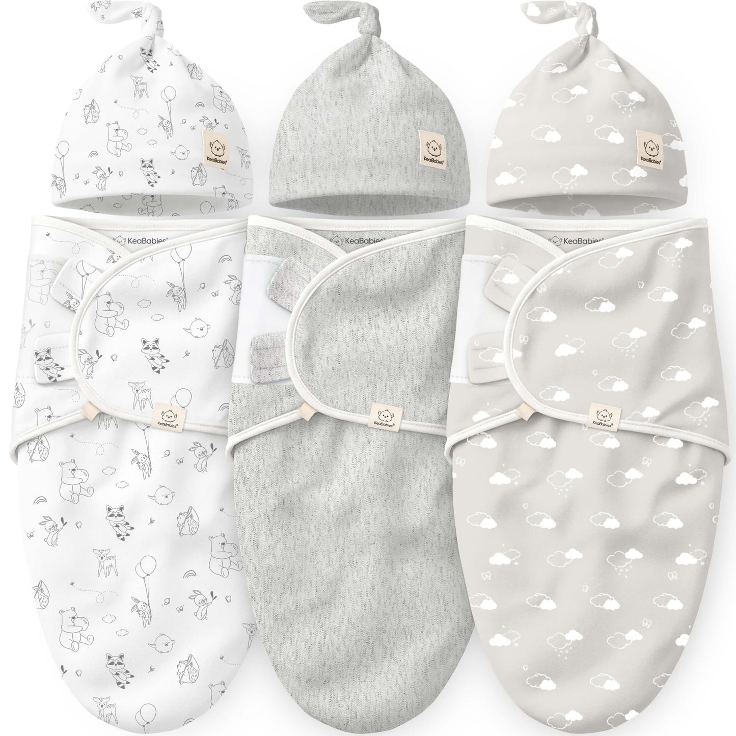 3-Pack Soothe Swaddle Wraps with Knot Hats 32482037203130