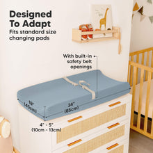Load image into Gallery viewer, Designed To Adapt
Fits standard size changing pad 
With built-in safety belt openings 
18"(45cm) x 34"(85cm) x 4"-5" (10cm-13cm) 
