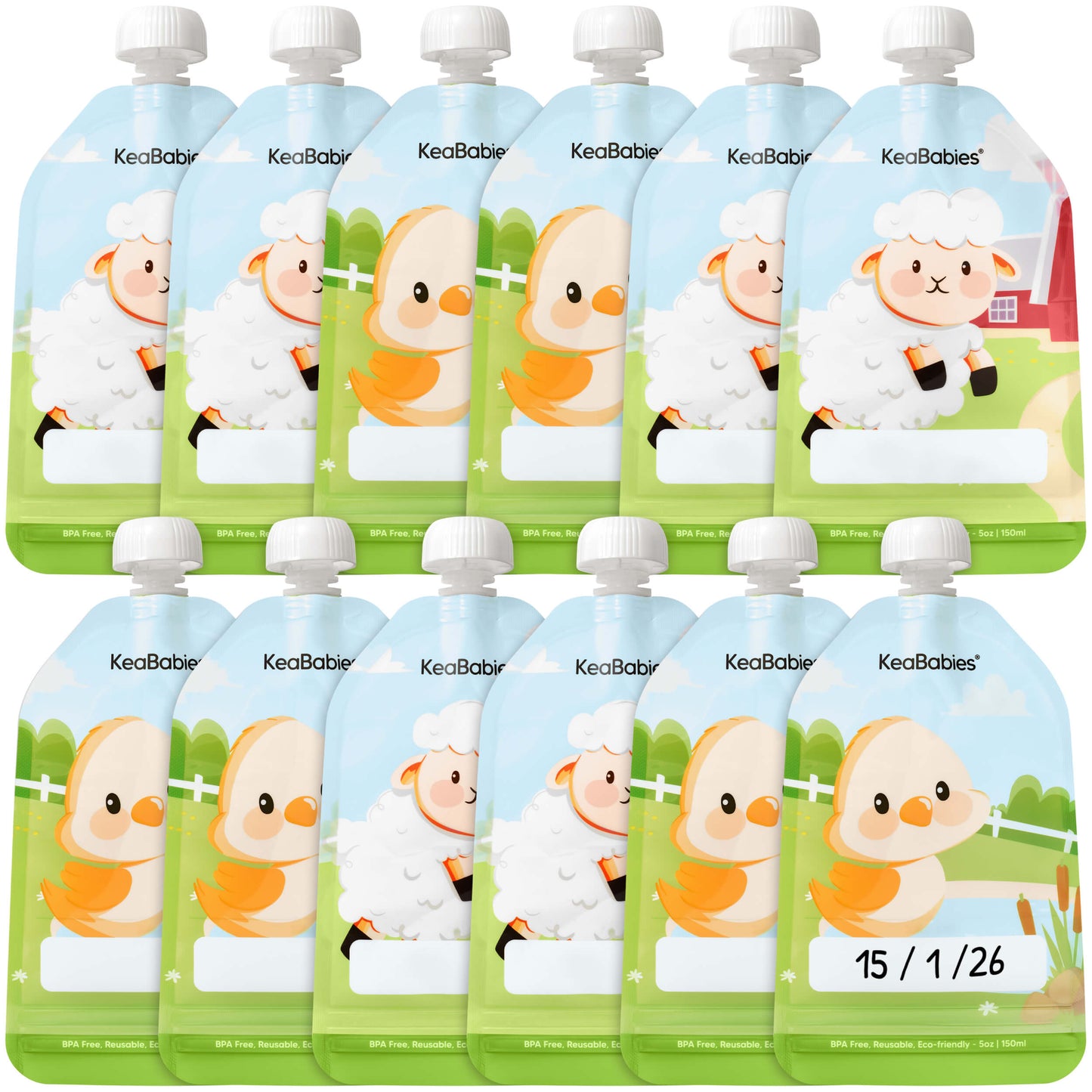 12-Pack Prep Reusable Food Pouches 31877438472378