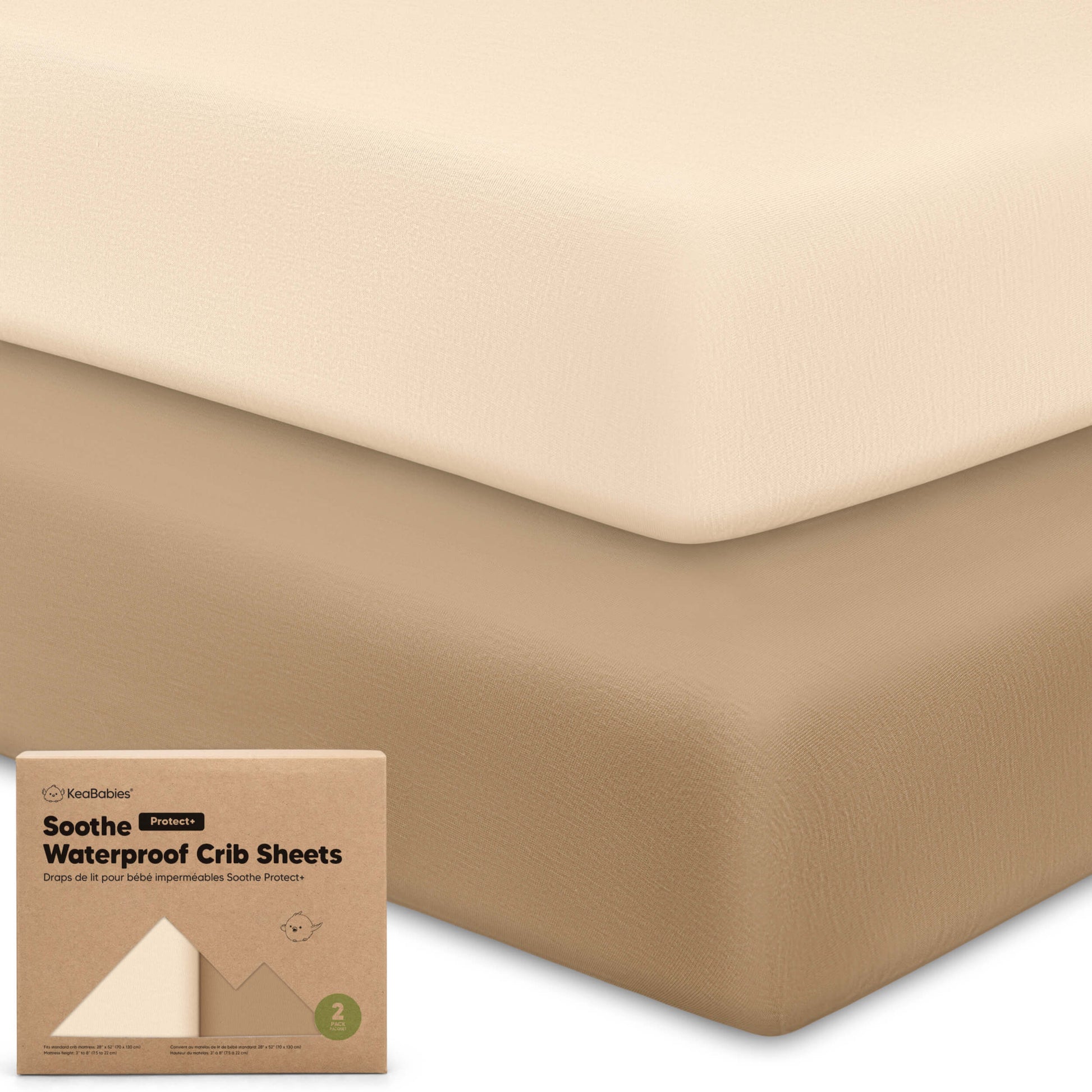 2-Pack Soothe [Protect+] Waterproof Crib Sheets 32661429813434