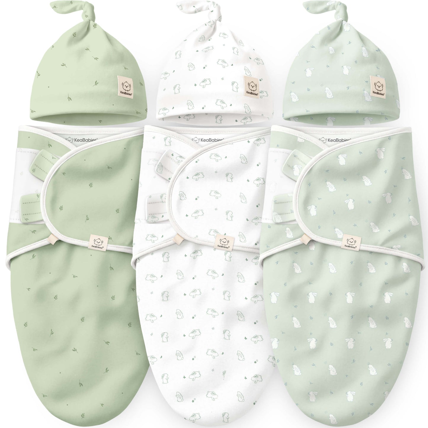 3-Pack Soothe Swaddle Wraps with Knot Hats 32482038907066