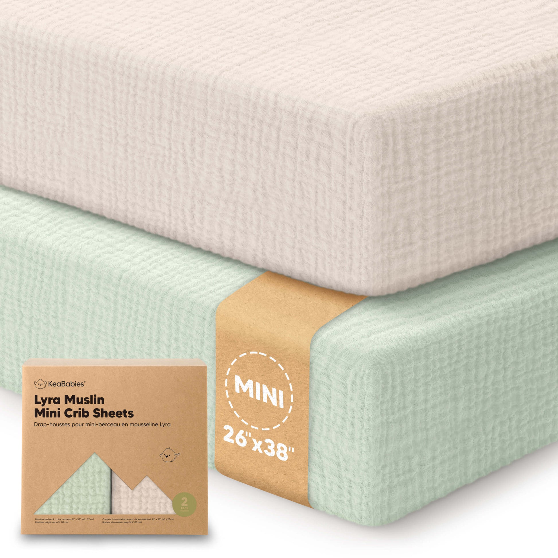 2-Pack Lyra Muslin Mini Crib Sheets 32174461124794