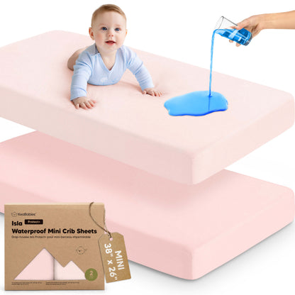2-Pack Isla [Protect+] Waterproof Mini Crib Sheets 32113695752378
