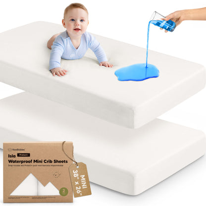 2-Pack Isla [Protect+] Waterproof Mini Crib Sheets 32113708204218
