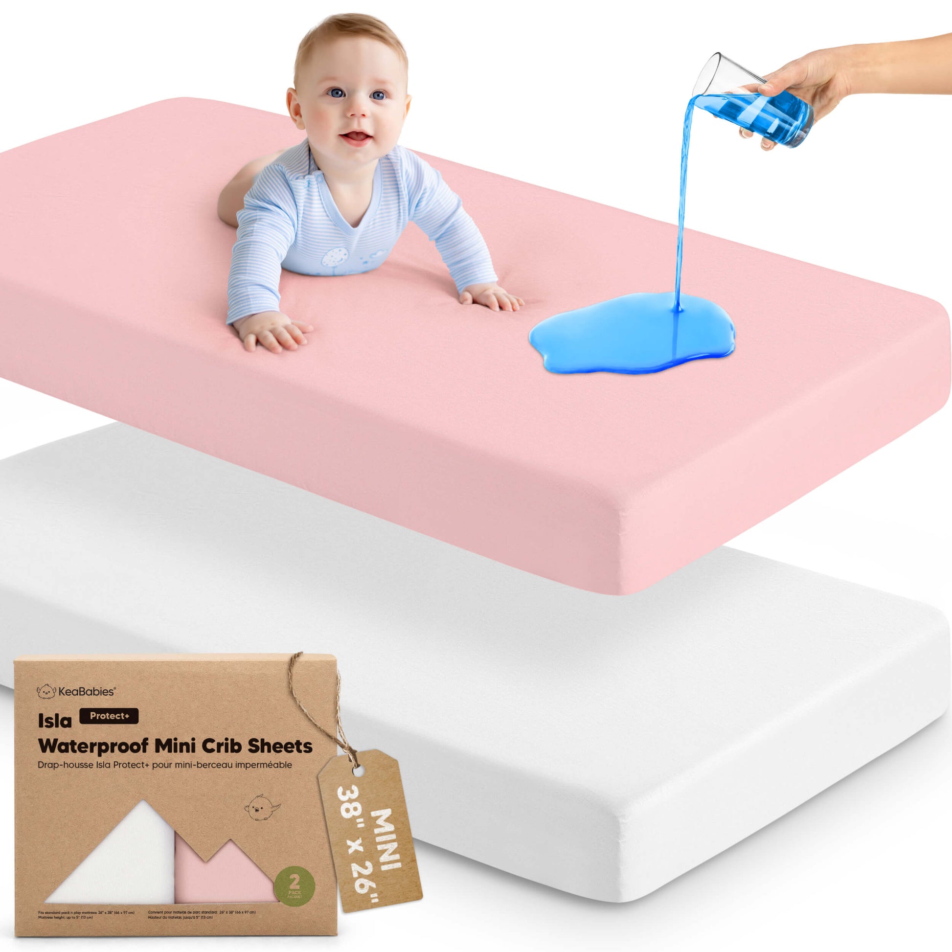 2-Pack Isla [Protect+] Waterproof Mini Crib Sheets 32113698668730