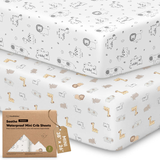 2-Pack Soothe [Protect+] Waterproof Mini Crib Sheets