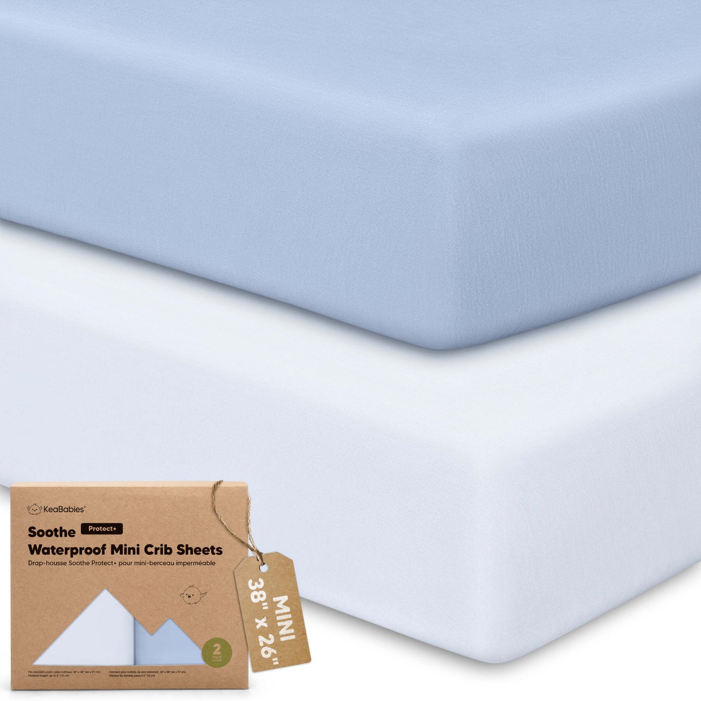 2-Pack Soothe [Protect+] Waterproof Mini Crib Sheets 32245811970234