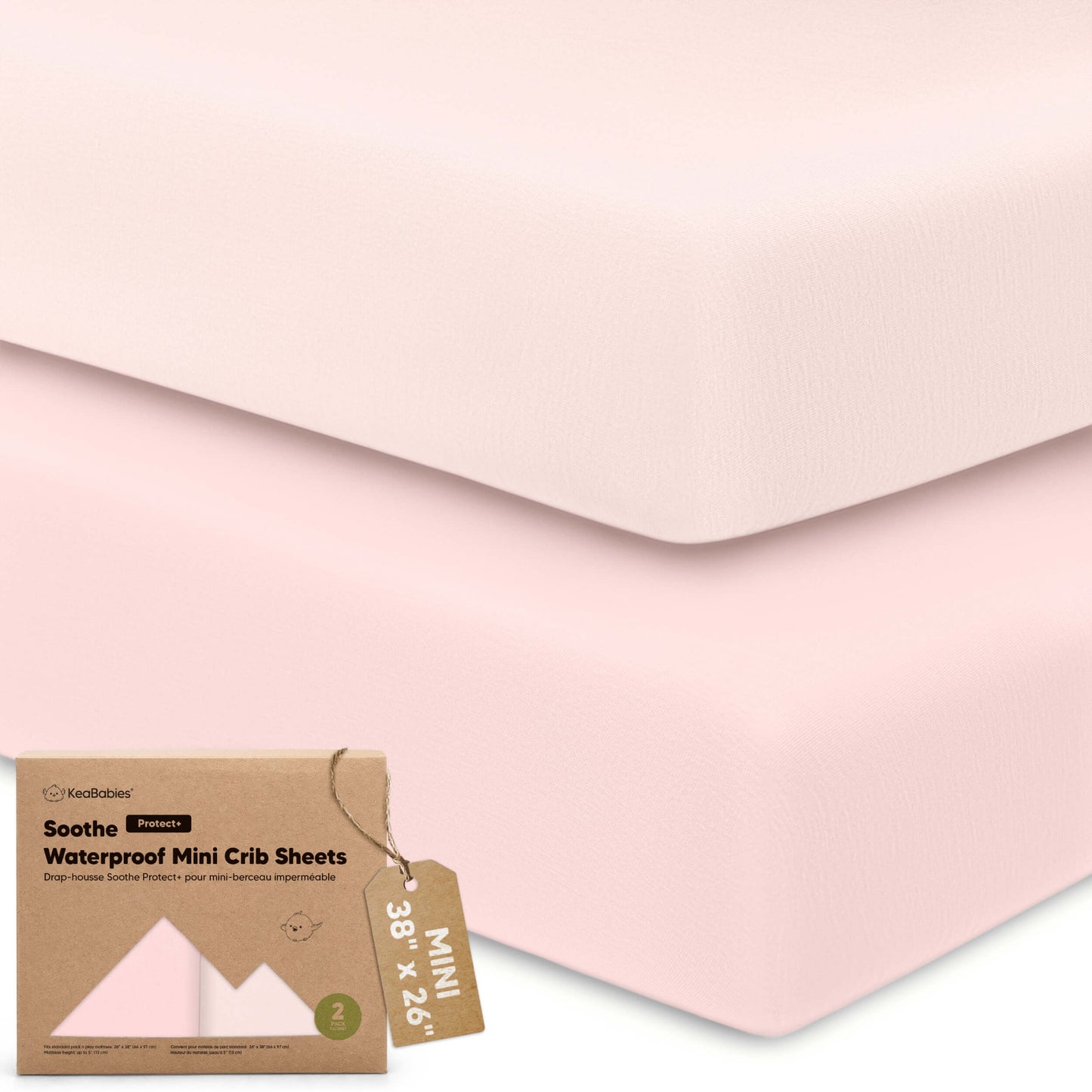 2-Pack Soothe [Protect+] Waterproof Mini Crib Sheets 32245807087802