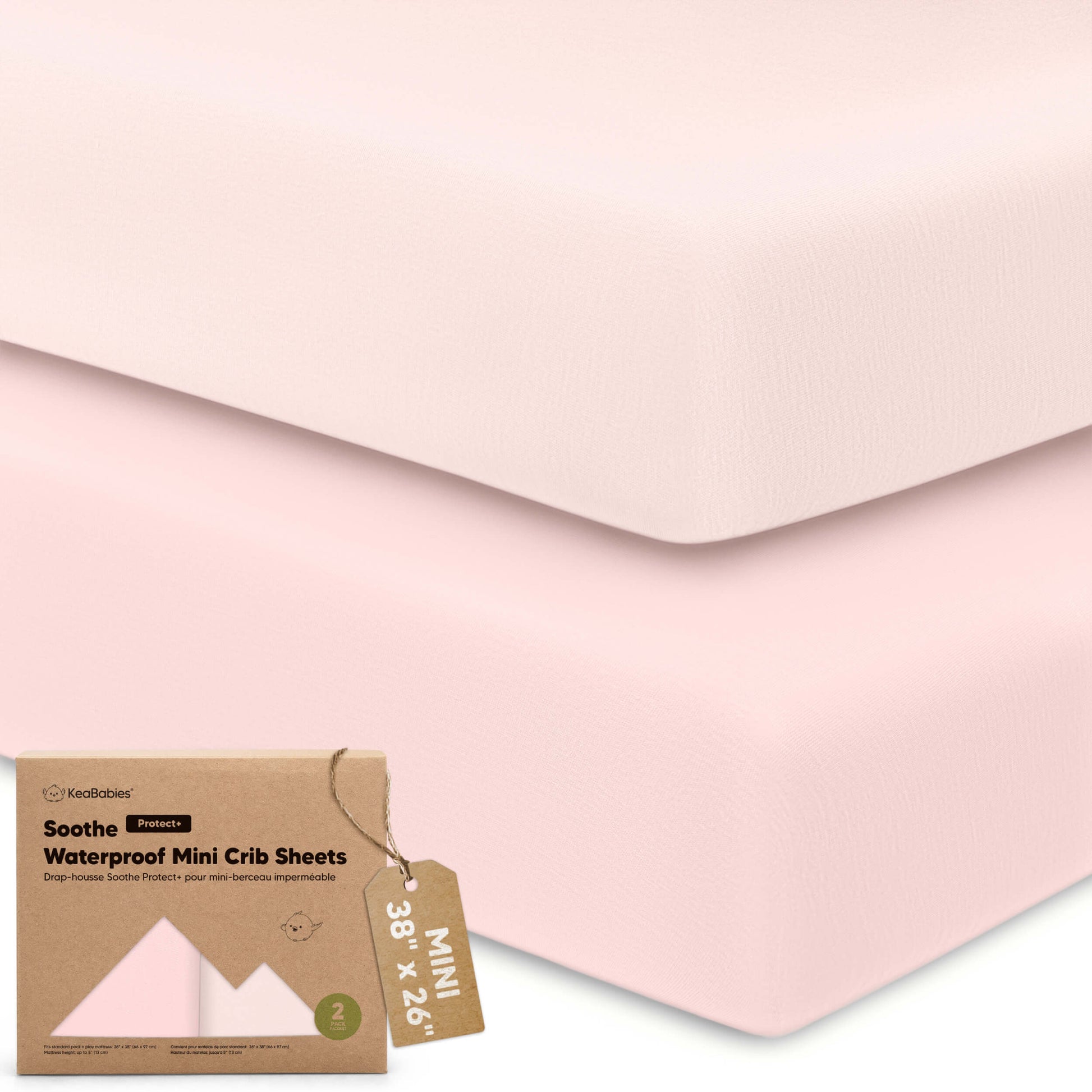 2-Pack Soothe [Protect+] Waterproof Mini Crib Sheets 32245807087802