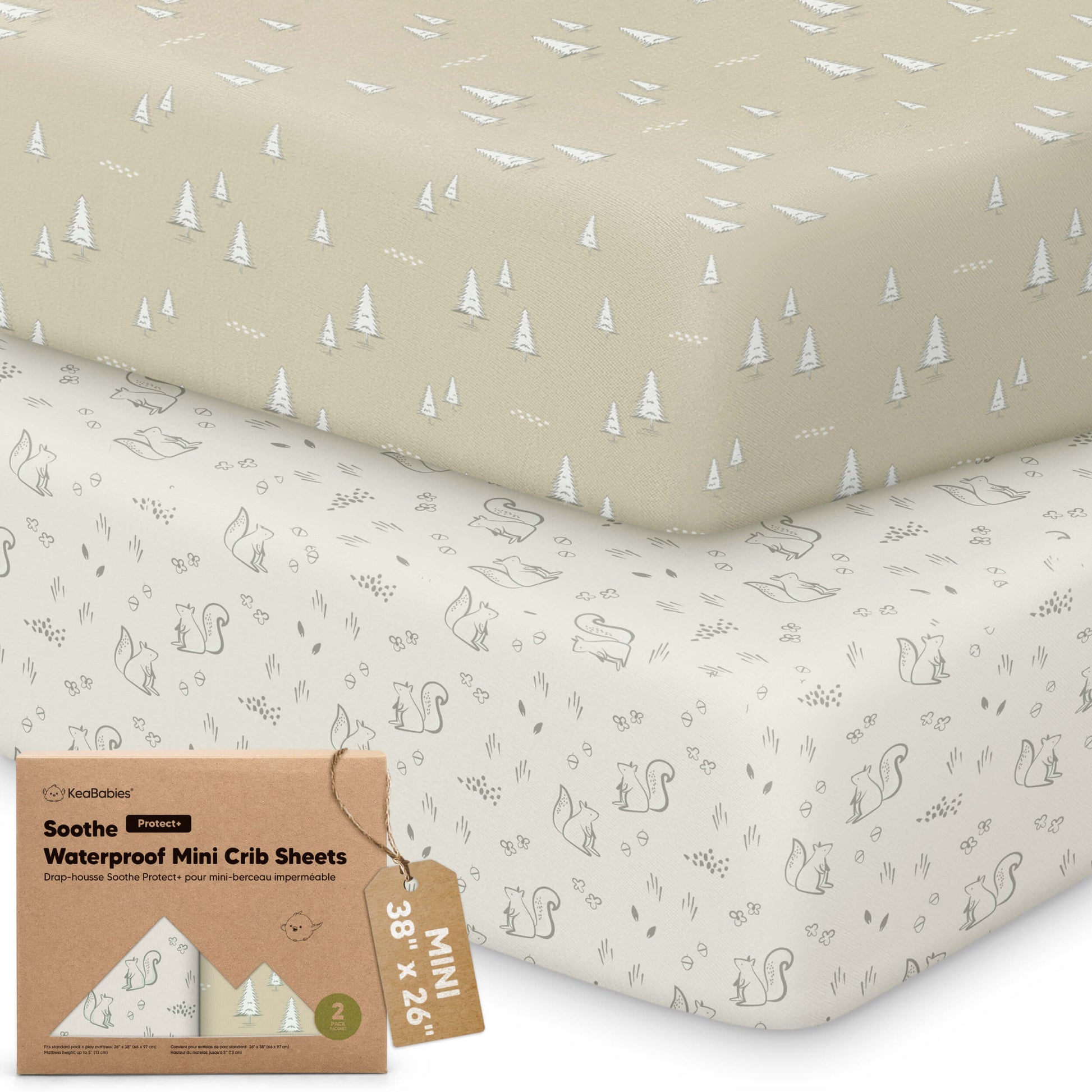 2-Pack Soothe [Protect+] Waterproof Mini Crib Sheets 32245811511482