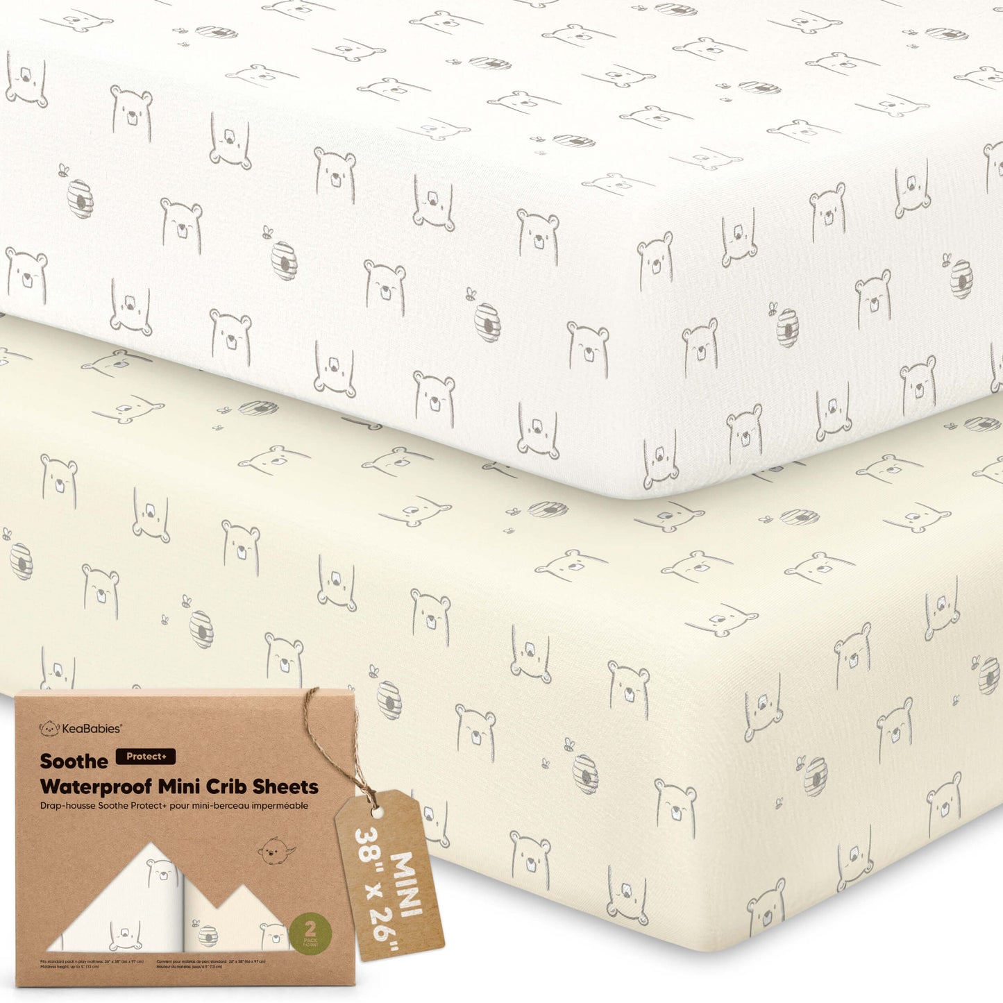 2-Pack Soothe [Protect+] Waterproof Mini Crib Sheets 32655356756154