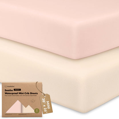 2-Pack Soothe [Protect+] Waterproof Mini Crib Sheets 32245818327226