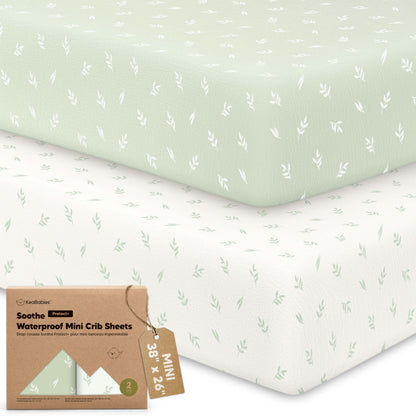 2-Pack Soothe [Protect+] Waterproof Mini Crib Sheets 32245814100154