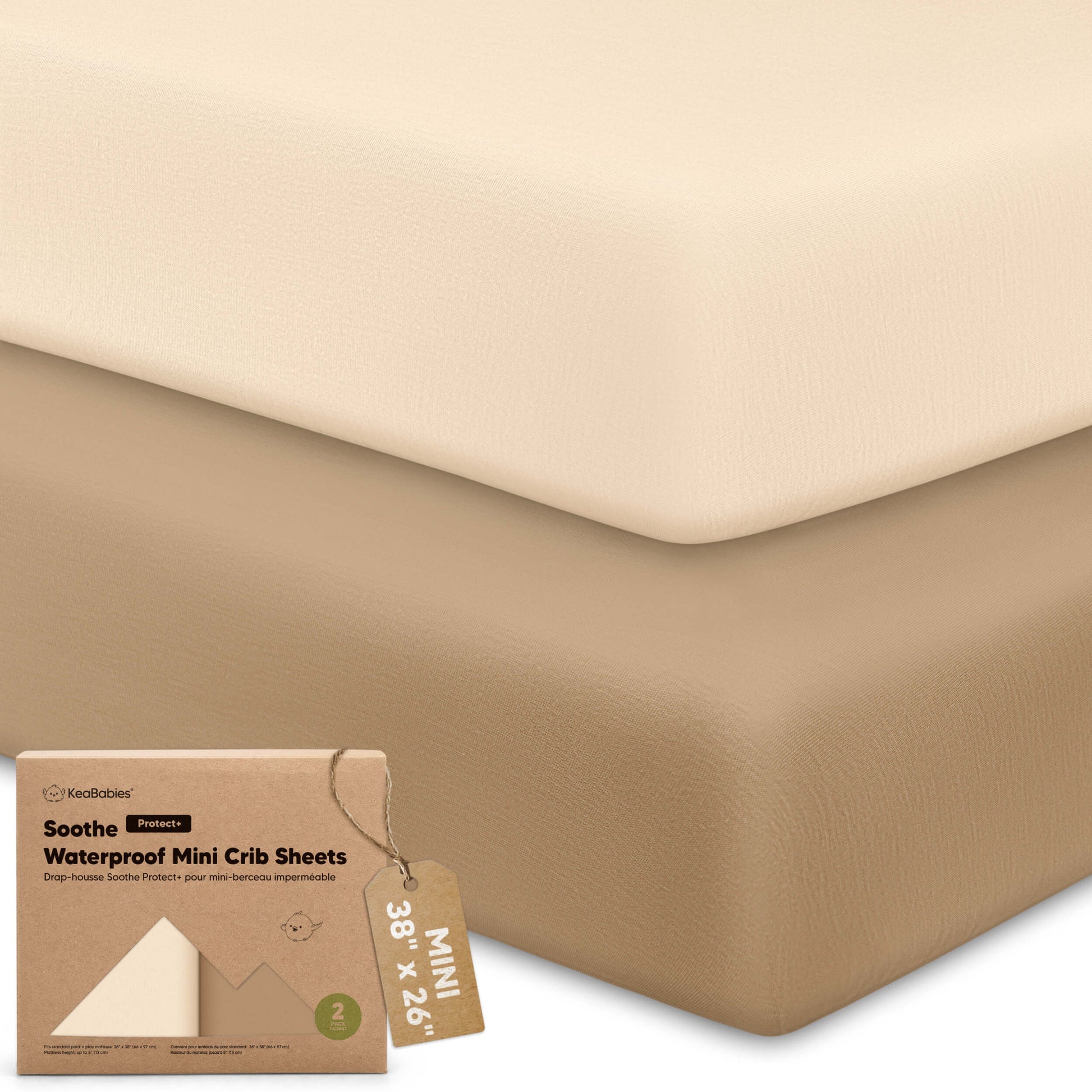 2-Pack Soothe [Protect+] Waterproof Mini Crib Sheets 32655339421882