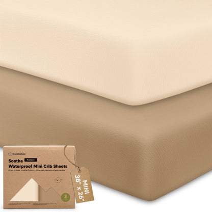 2-Pack Soothe [Protect+] Waterproof Mini Crib Sheets 32655339421882