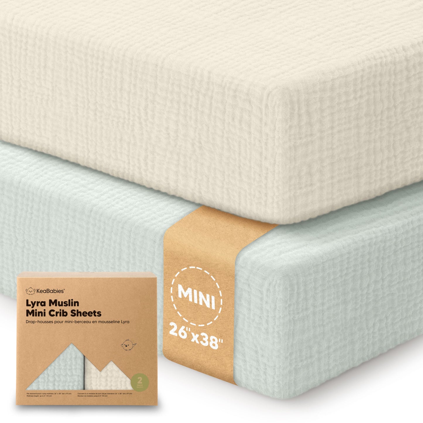 2-Pack Lyra Muslin Mini Crib Sheets 32609475756218