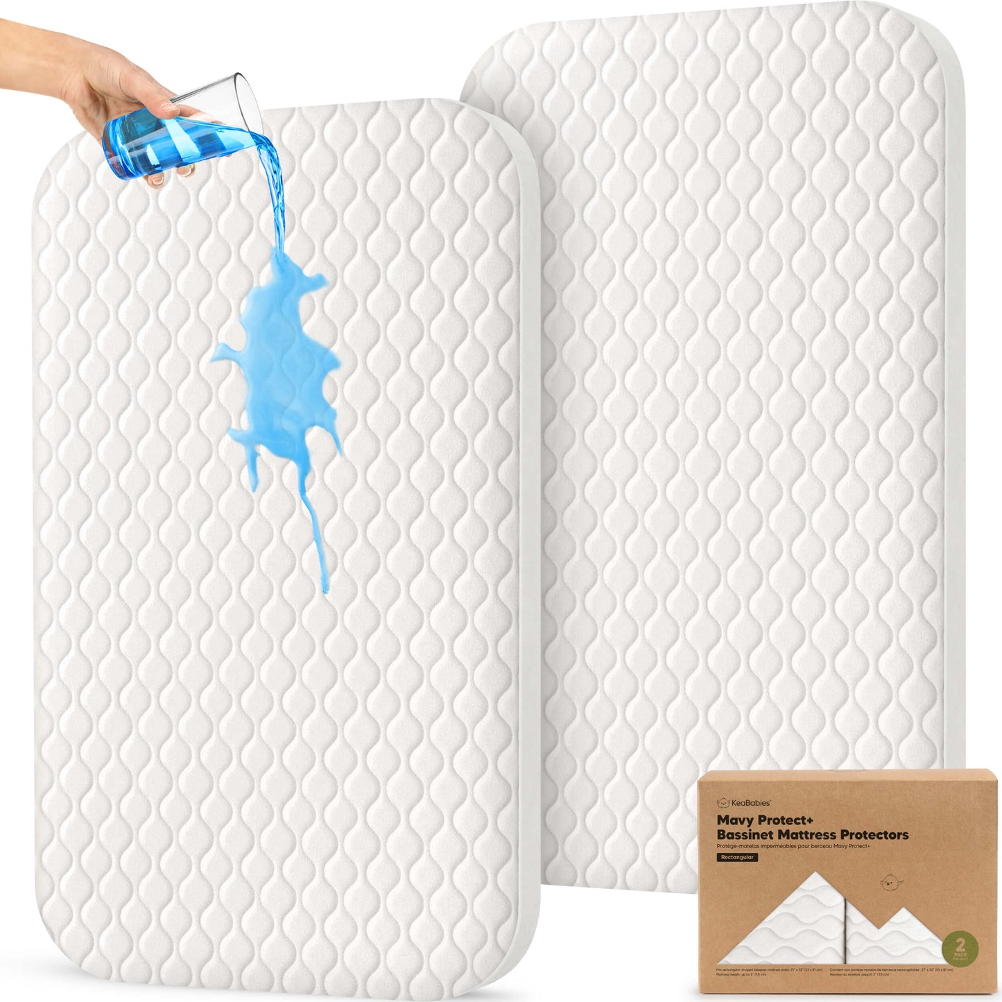 2-Pack Mavy Protect+ Waterproof Bassinet Mattress Protectors 32382578622650