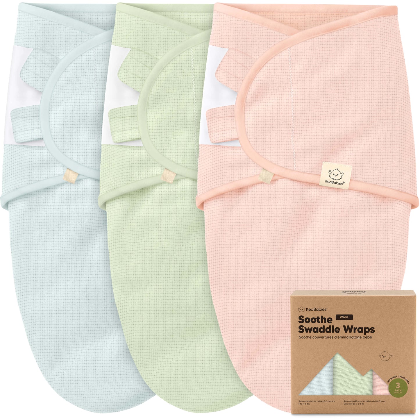 3-Pack Soothe (Wren) Swaddle Wraps 32535070572730