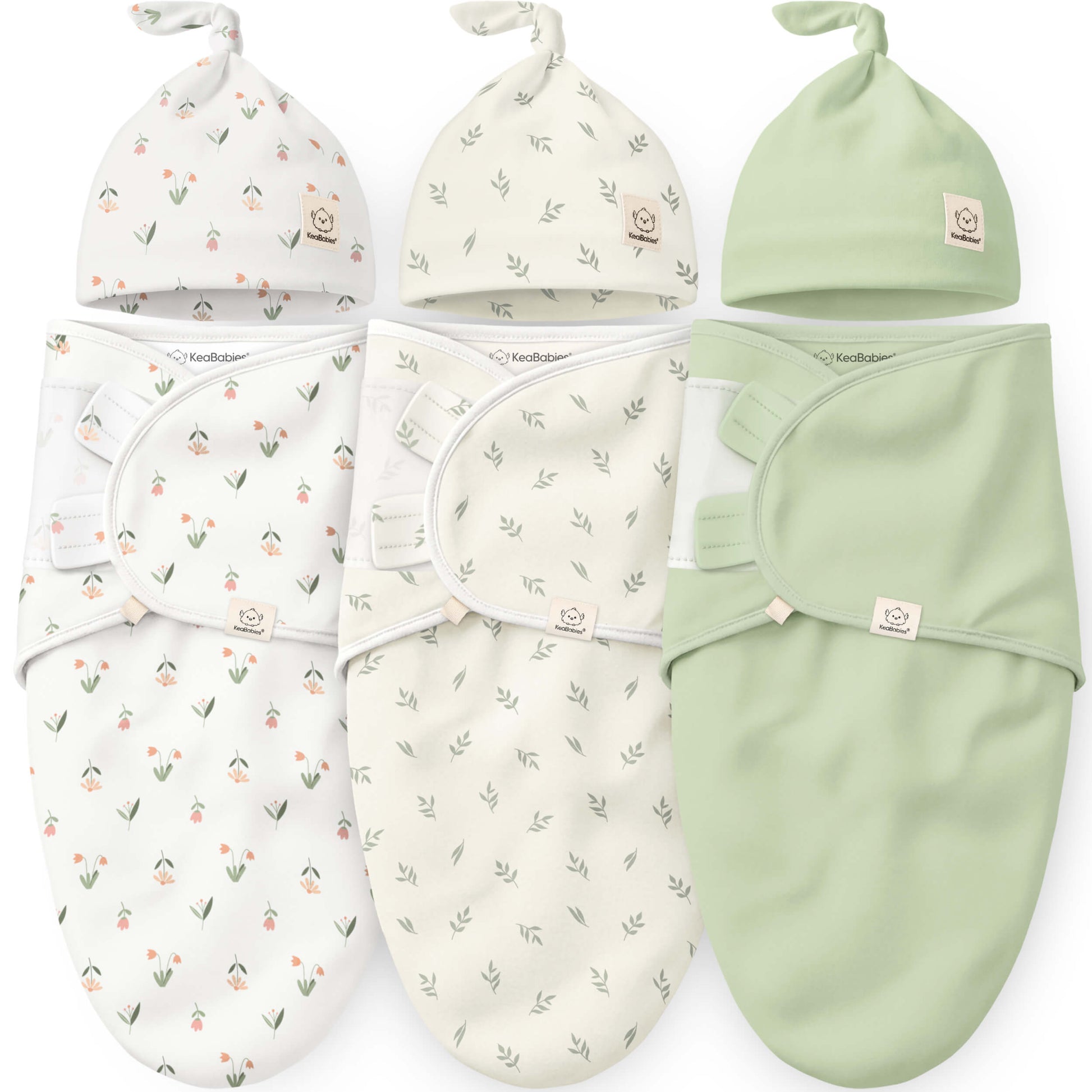 3-Pack Soothe Swaddle Wraps with Knot Hats 32482043330746