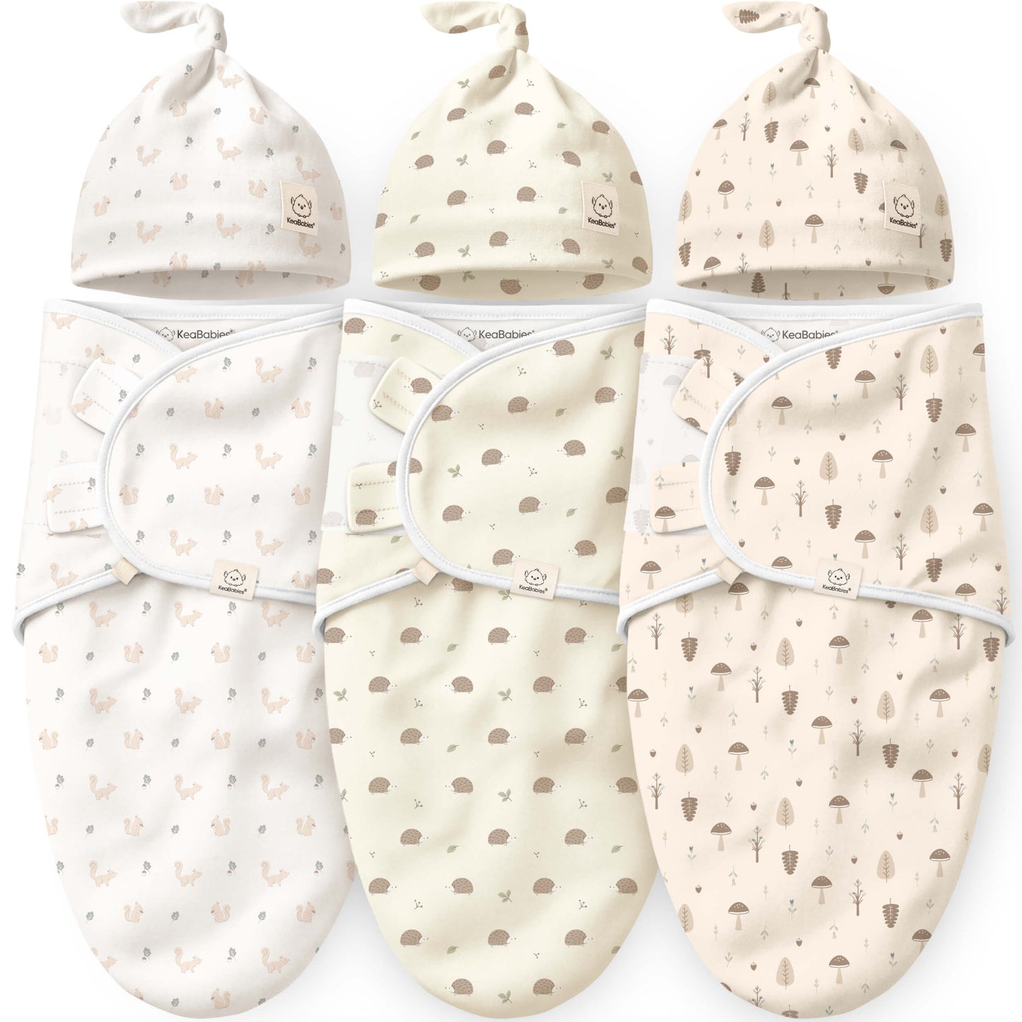 3-Pack Soothe Swaddle Wraps with Knot Hats 32482046967994