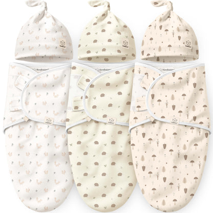 3-Pack Soothe Swaddle Wraps with Knot Hats 32482046967994