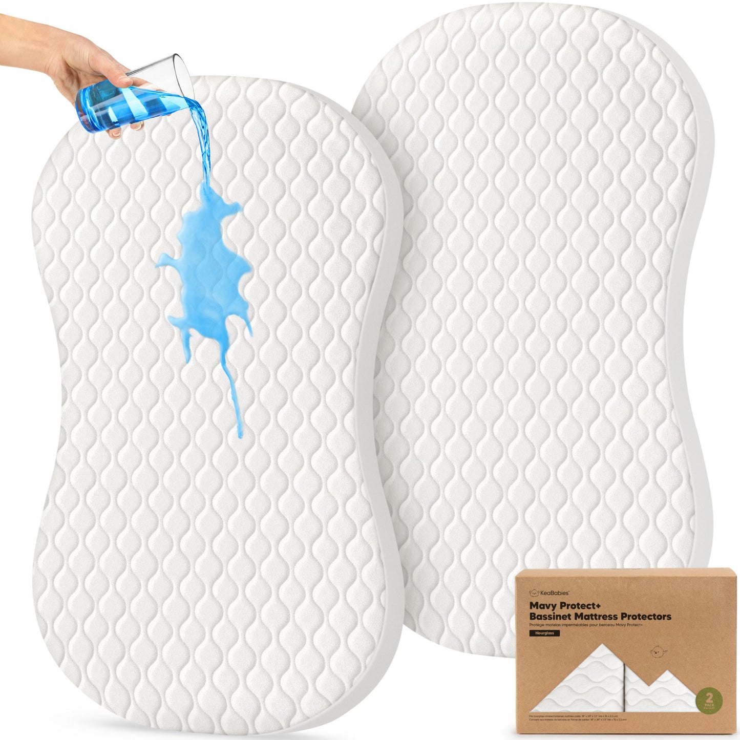 2-Pack Mavy Protect+ Waterproof Bassinet Mattress Protectors 32413950345402