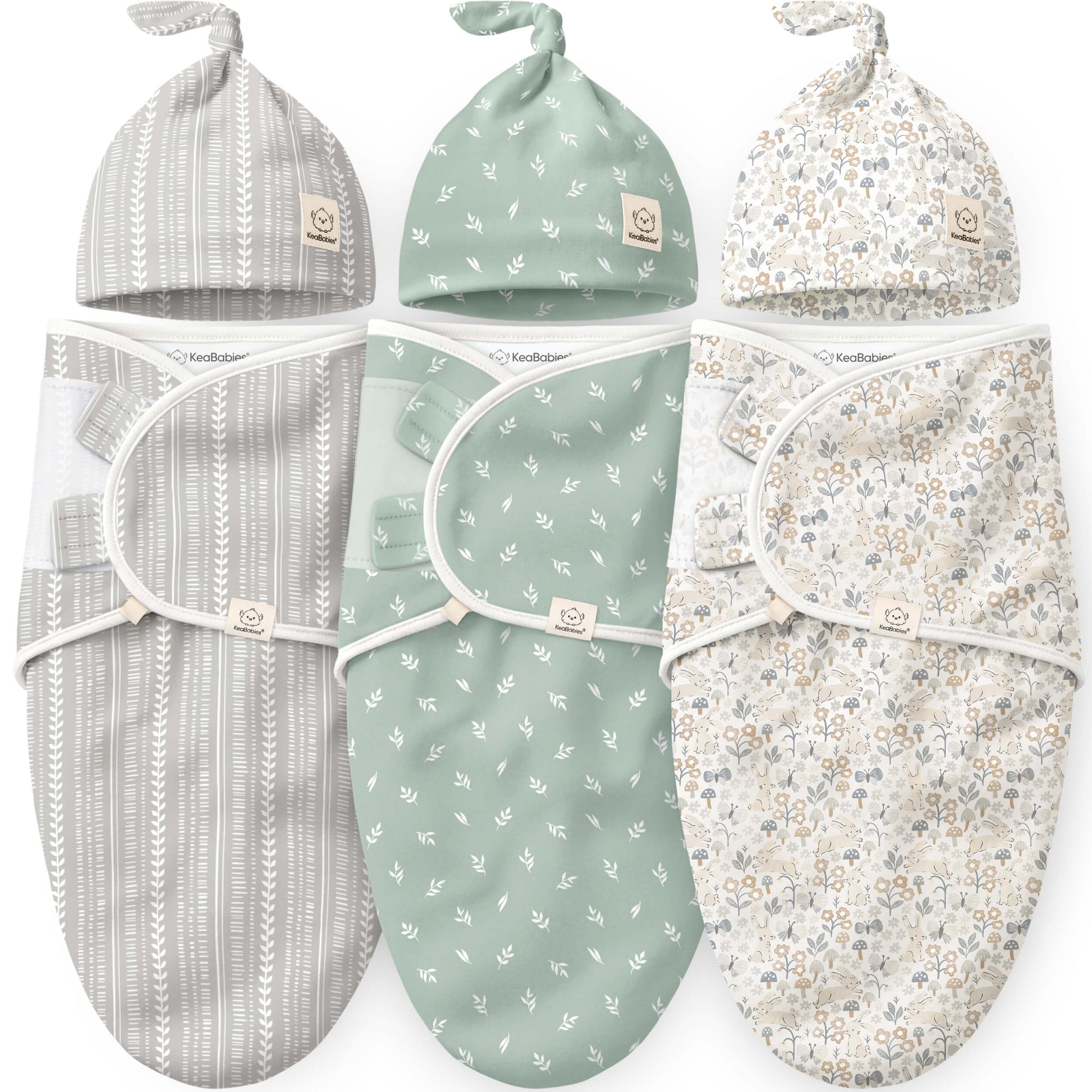 3-Pack Soothe Swaddle Wraps with Knot Hats 32482054897850