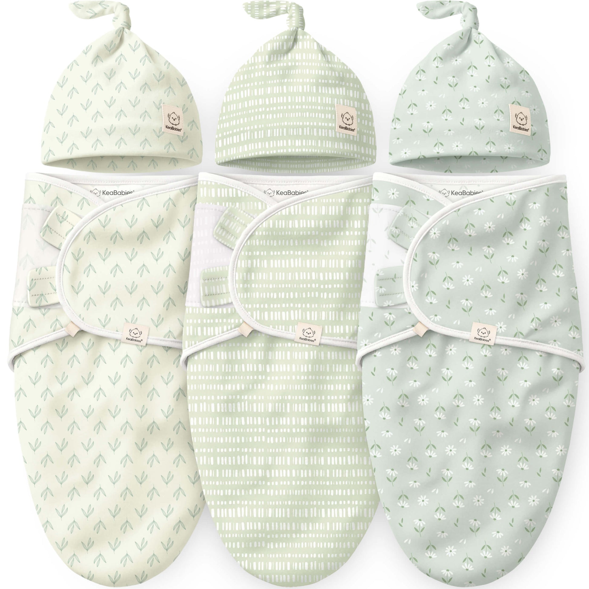 3-Pack Soothe Swaddle Wraps with Knot Hats 32482044707002