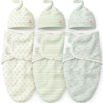 3-Pack Soothe Swaddle Wraps with Knot Hats 32482044707002