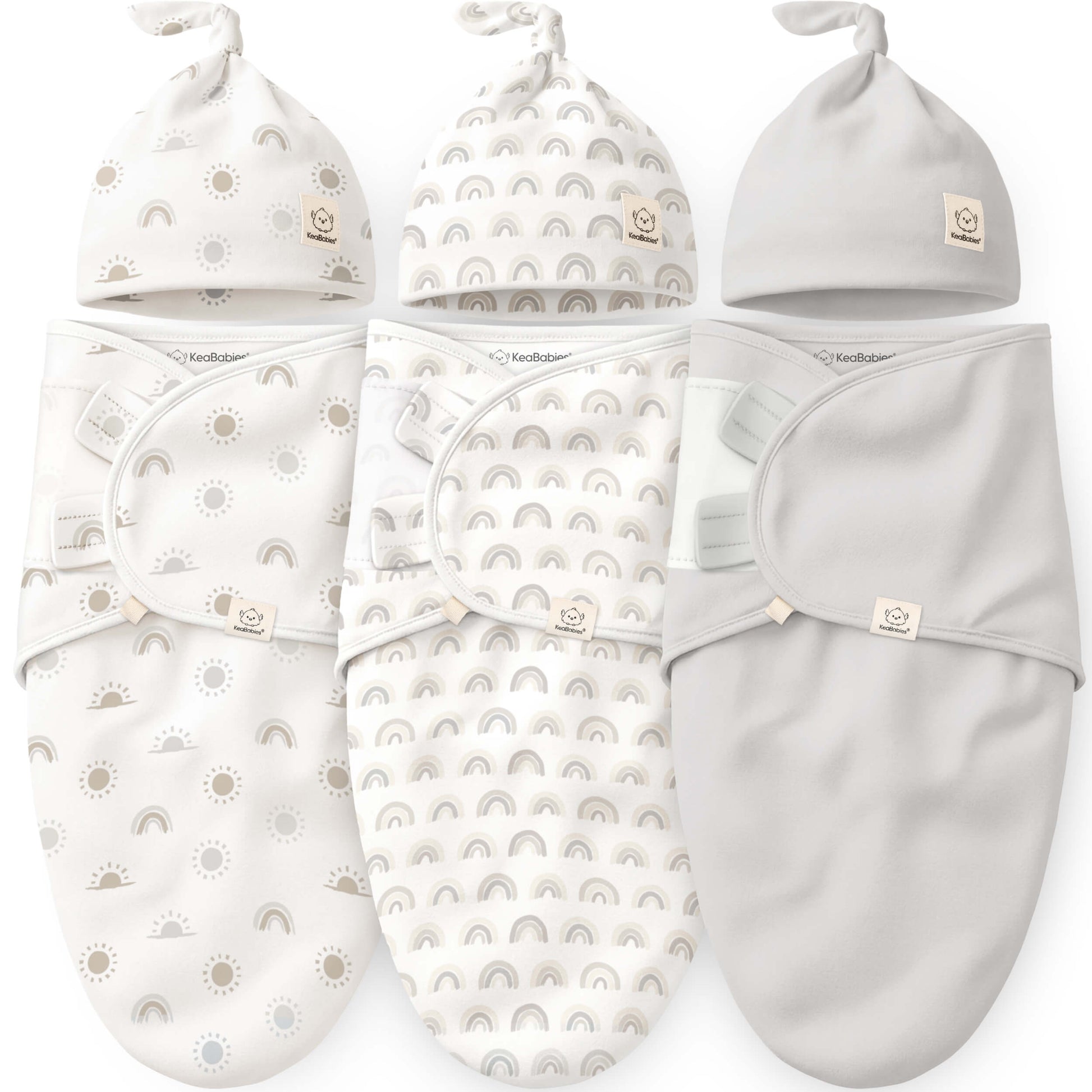 3-Pack Soothe Swaddle Wraps with Knot Hats 32482057683130