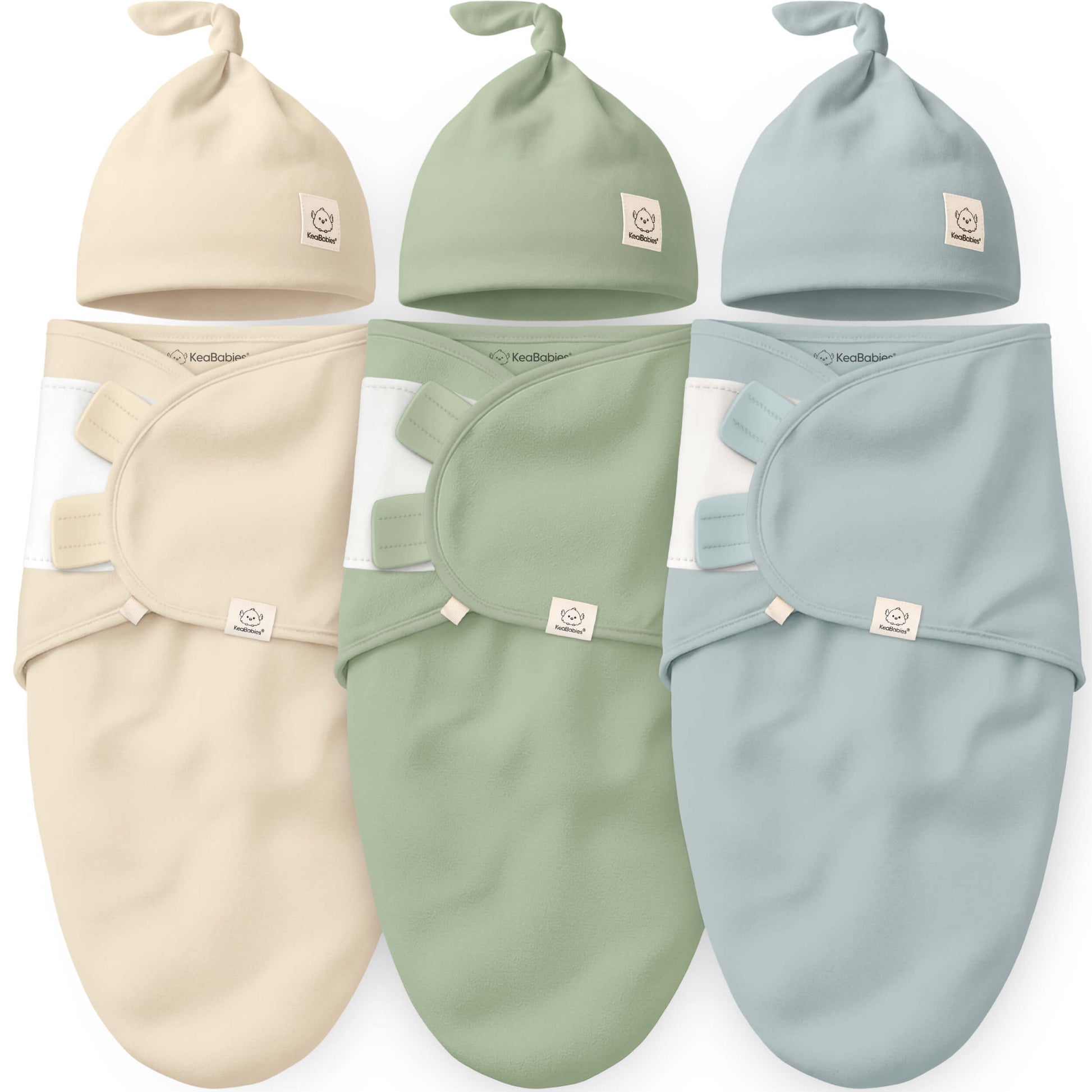 3-Pack Soothe Swaddle Wraps with Knot Hats 32482062631098