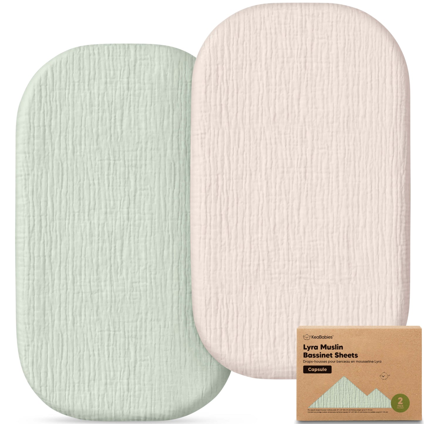 2-Pack Lyra Muslin Bassinet Sheets 32608313966778