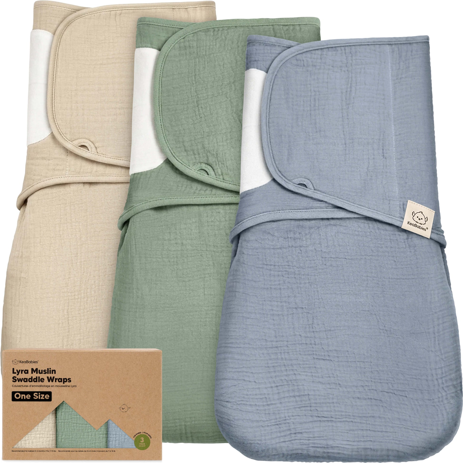 3-Pack Lyra Muslin Swaddle Wraps 32537956516026