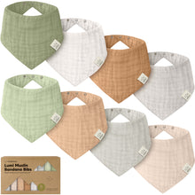 Load image into Gallery viewer, 8-Pack Lumi Muslin Bandana Bibs
