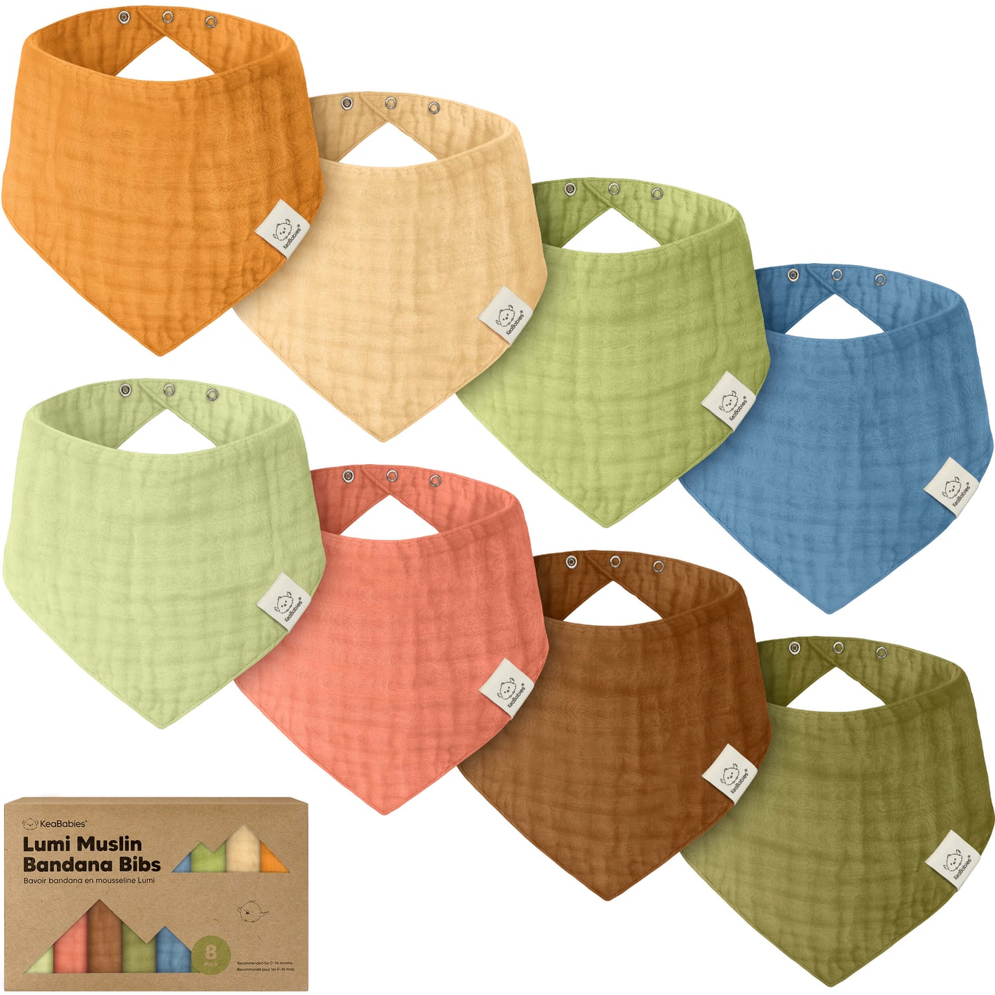 8-Pack Lumi Muslin Bandana Bibs 32659335250106