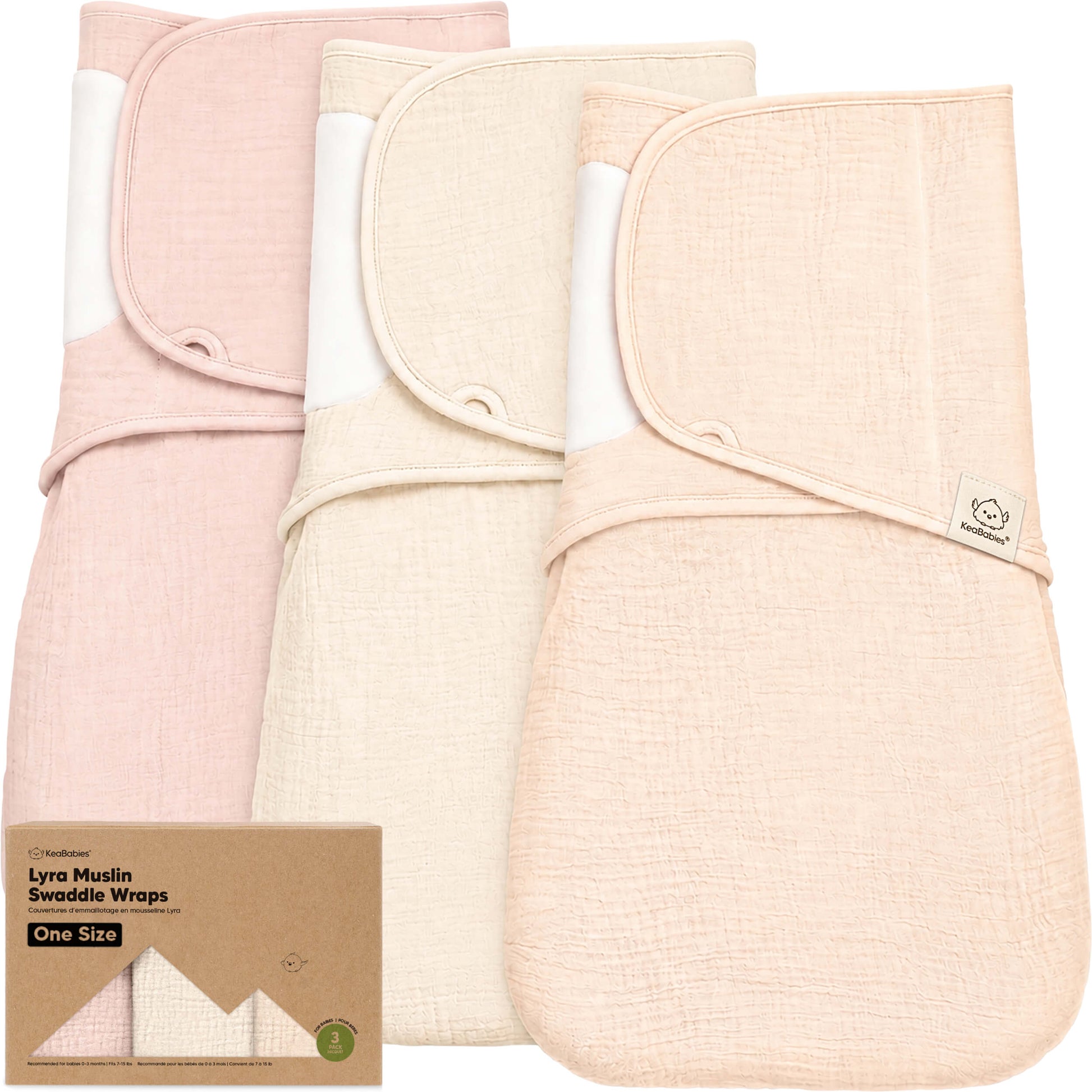 3-Pack Lyra Muslin Swaddle Wraps 32635658633402